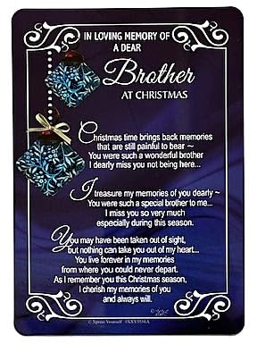 In Loving Memory of a Dear Brother at Christmas Grave Side Card, 15.24 x 10.16 cm, Beautiful Verse