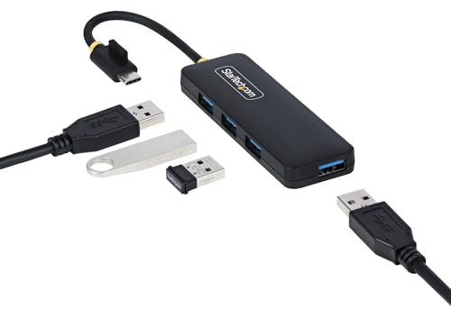 StarTech.com 4-Port USB-C Hub, USB-C zu 4X USB-A, Busbetrieben, Mini Hub, Multi-Port USB 3.0 Splitter, Desktop USB Hub