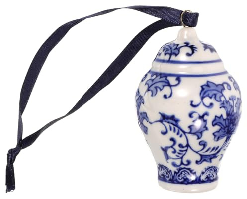 VICASKY Porcelain Christmas Tree Ornaments 3.5 in Blue and White And Chinoiserie Ginger Jar Decor French Vintage Willow Ceramic Ornament Toile Delft Nutcracker Mini China Small Topper