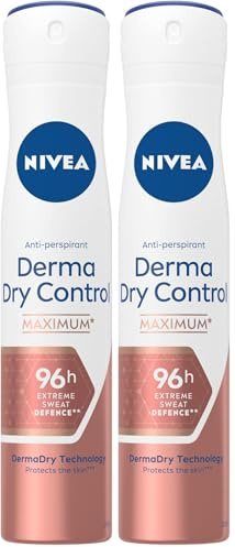 NIVEA Derma Control 96 h Déodorant spray (1 x 200 ml), Détranspirant contre la transpiration excessive, l’humidité et les odeurs, cliniquement approuvé, Déodorant femme à la formule brevetée