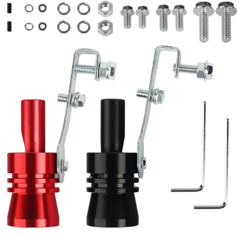 2PCS Auto Turbo Sound, Turbo Sound Whistle, Auspuff sound booster, Für Aluminiumlegierung Auspuff-Simulator-Pfeife (XL, Schwarz, Rot)