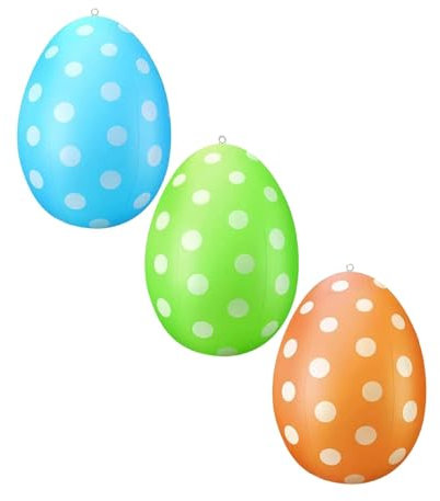 3 Stück Osterdeko Outdoor Ostereier Deko 40 cm Osterei Ei Zum Aufhängen Draußen Ostereier Aufblasbare Dekorationen für Schaufenster, Warenpräsentation, Garten (Blau+Grün+Orange, Einheitsgröße)