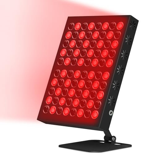 Rotlichtlampe, Trayvespace 80LED 62W Infrarotlampe, 660nm & 850nm Red Lights with Timer, Helligkeitseinstellung, Infrarot Rotlicht für Heim, Bürogebrauch