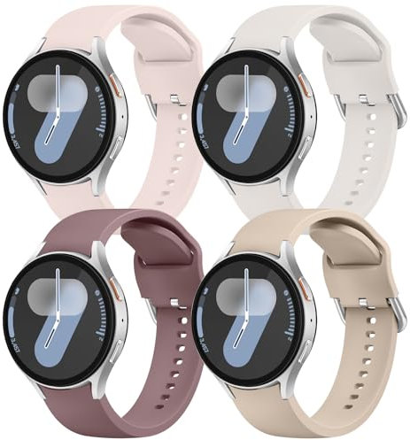 Wanme 4 Pièces Bracelet pour Samsung Galaxy Watch 4, 20mm Bracelet de Sport en Silicone pour Watch 7/FE/6/6 Classic/5/5 Pro/3/Active 2