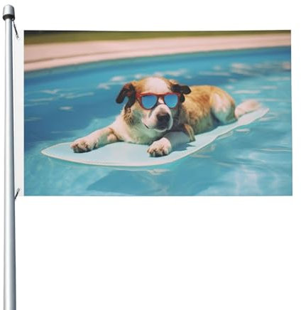 Bandera de motocross de perro feliz de 90 x 150 cm, de poliéster, para jardín, exterior, doble cara, para patio, césped, porche, balcón, decoración del hogar.