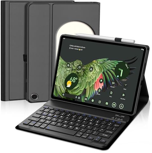 Pixel Tablet 11 Inch Case with Keyboard, Smart Keyboard Cover for Google Pixel Tablet 2024/2023 Release, Detachable Wireless Keypad, Protective Case Folio with Stylus Pen Holder & Speaker Dock, Black