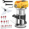 Cordless Power Router Compatible with Dewalt 18V-20V Battery, 800W Brushless Wood Trimmer with 6 Speed, Brushless Router Trimmer, Cordless Wood Trimmer, Straight Guide, 15 Milling Bits and 2 Spanners