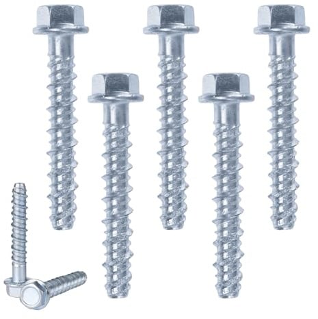 Hocadrv Set di 20 Viti Argento per Calcestruzzo Senza Tassello Testa Esagonale M8 X 60, Viti per Telaio Della Finestra, Vite per Cemento Autofilettante, per Muratura, Architettura, Industria