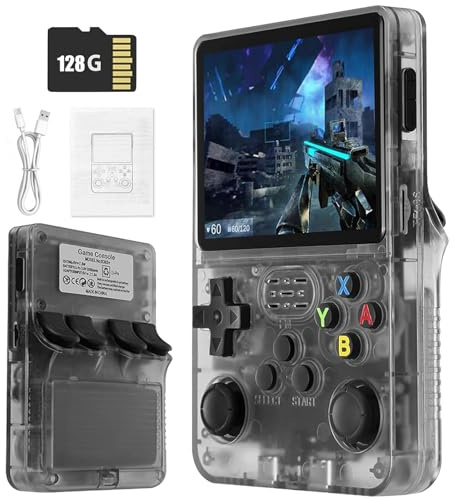 Retro Portable Game Console R36S-avec Système Linux Open Source, 21 000 Jeux Classiques, Écran IPS De 3,5 Po, 64 Go/128 Go, Mini Console De Jeu Portable-Black||128GB