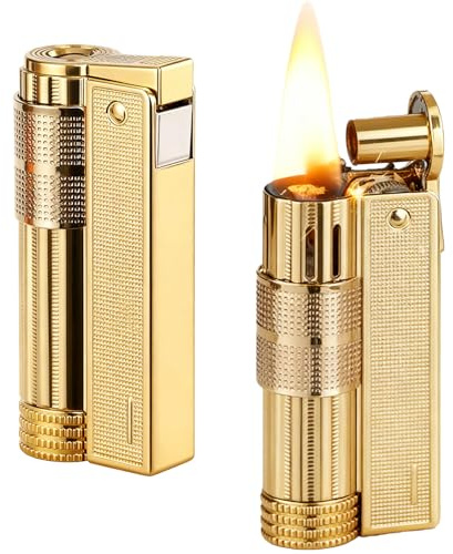 2 encendedores vintage de gasolina, mecheros de parafina, encendedores de mesa, encendedores de excavación para cocina, camping, velas, chimenea, regalos para hombres, oro (combustible no incluido)