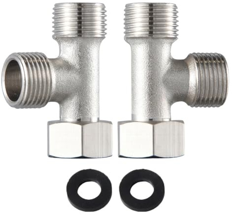 Lot de 2 Vanne 3 Voies 3/8 Laiton, Robinet WC 3 Voies Adaptateur en T avec Dents Latérales, Connecteur Plomberie pour Réservoir Toilette Douchette, Installation Facile sans Fuite, Standard Europe