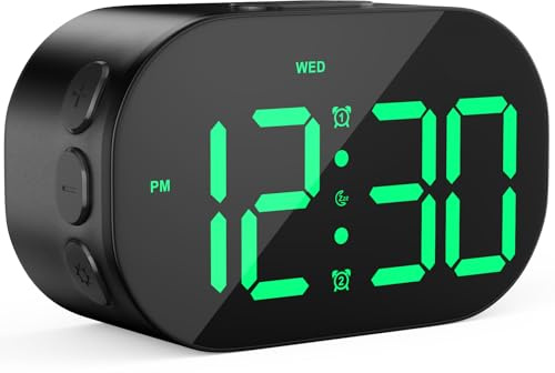 Ayybboo Wecker Digital mit Großen Zahlen,Helligkeit Lautstärke Regelbar,Snooze,Countdown,12/24h,USB Batteriebetrieb für Schlafzimmer Nachttisch Reise