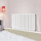 NRG Gloss White Horizontal Designer Radiator 600x1003mm Premium Oval Column Double Panel Central Heating + Free Angled Valves