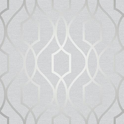 Fine Décor FD41995 UK Apex Trellis Seitenwandtapete, Stein/Silber
