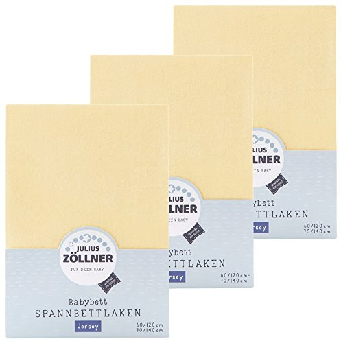 Julius Zöllner Spannbetttuch Jersey 70x140 / 60x120 Banana 3er Pack