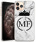 TULLUN Personalised Phone Case for iPhone 6 plus / 6s plus - Clear Hard Plastic Custom Cover Grey Black Marble Individual Style Initials Name Text - King Crown