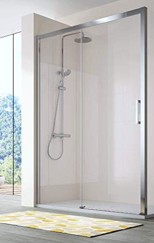 Paroi de douche avant - 1 lame fixe et 1 porte coulissante - Verre de sécurité de 6 mm - Modèle quatre cent 2 (166-171 cm)