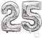Juland Luftballons 25. Geburtstag XXL Riesen Folienballon Luftballon Zahl 25 52 Silber Nummer Ballons Große Folienmylar-Ballons 40-Zoll-Riesen-Jumbo-Zahl-Ballons zum 25. Geburtstag Partydekorationen
