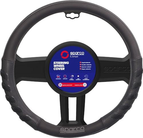 SPARCO S101 - Universal Car Steering Wheel Cover, Black Color.
