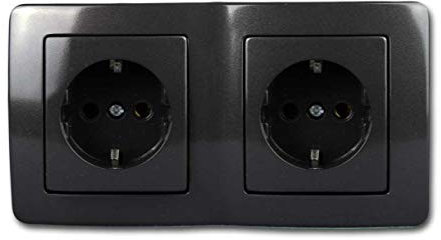 EKONOMIK Doppel-Steckdose anthrazit 250V~/16A