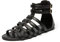 katliu Riemchensandalen Damen Flach Römersandalen Sommer Leder Bohemian Strand Sandalen Schwarz 41