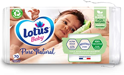 Lotus Baby Douceur Naturelle - Cotons bébé non-blanchis - 70 Cotons