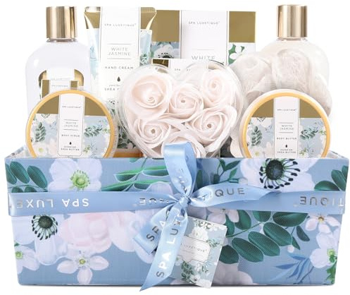 Presents for Women-Spa Luxetique Spa Gift Set,12pcs Jasmine Bath Gift Sets with Essential Oil,Bubble Bath,Body Lotion,Pamper Hampers for Women Gift Sets for Mum Birthday Gifts Ideas,Mothers Day Gifts