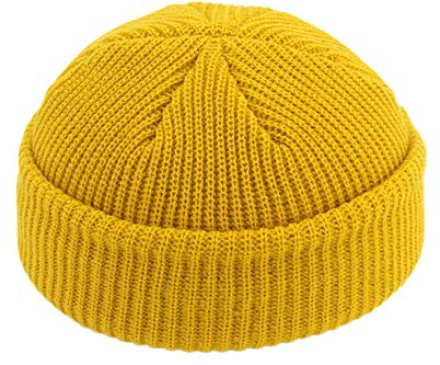 Winter Hat Warm Beanies Casual Short Thread Hip Hop Hat Adult Men Beanie Female Wool Knitted Beanie Skullcap Elastic Hats Unisex,Yellow