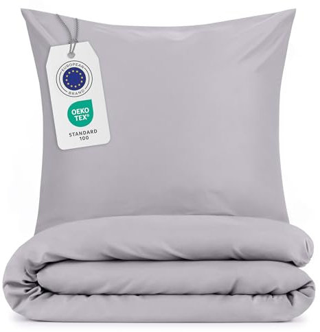 Blumtal Housse de Couette 200x200 cm + 2X taie d'oreiller 65x65 cm - Parure de lit 200x200 certifié Oeko-TEX - Gris
