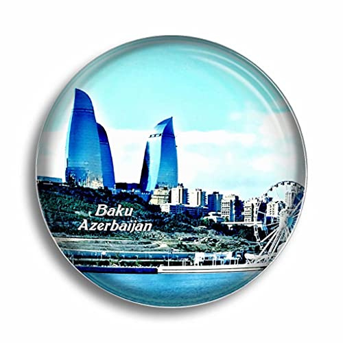 Kühlschrankmagnet Baku Aserbaidschan1 Glasmagnete für Kühlschrank-Souvenirs, niedlicher Kristallmagnet, Dekoration für Whiteboard, Büro, Zuhause, Geschenk