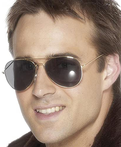 PAPSTAR NEU Brille Pilot mit goldenem Rahmen, Pilotenbrille