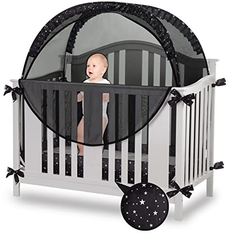 ZXPLO Sicherheits-Zelt für Babybett, Moskitonetz, Netzabdeckung für Kleinkinder, Schwarz