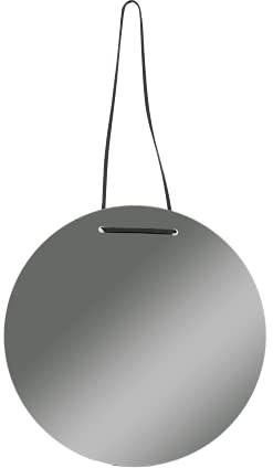 BD ART Hängespiegel, Rund Spiegel mit Gürtel für Flur, Bad, Wohnzimmer und mehr, Graphit, Durchmesser 30 cm