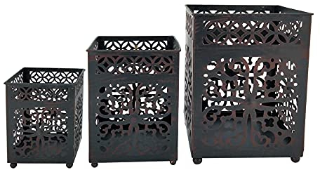 Rebecca Mobili 3 Kerzenständer, Windlichter Set, Metall, Schwarz, Moderner Stil, Für Wohnzimmer Restaurants - Maße: 22,5 × 17 × 17 cm (H×B×T) - Art. RE6652