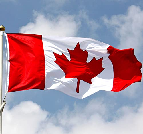 Cosymate Kanadische Flagge – Kanadische Flagge – Drapeau du Canada – Drapeau Canadien – mit Messingösen, lebendige Farben, UV-beständig, Segeltuch-Kopf, doppelt genäht, 90 x 150 cm