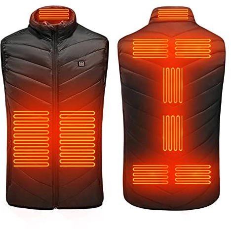 Beheizbare Weste Damen/herren Unisex, Heizweste Jagd, ärmellos Jacke Mit Heizung, Wärmeweste Usb, Elektrisch Heated Vest Powerbank Akku Kleidung Winter Gefüttert Wärmende Gilet Camping (Schwarz, S)