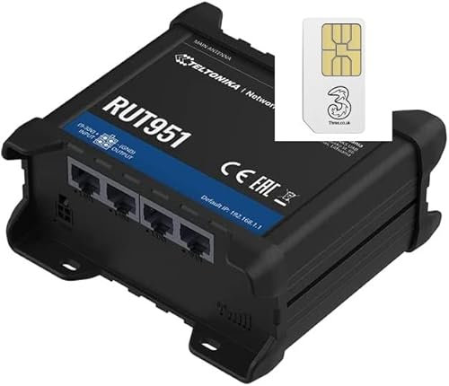 Teltonika RUT951 4G LTE Cat4 Dual SIM Industrial M2M/IOT Router with Fixed IP Data SIM Card Bundle