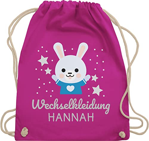 Turnbeutel Rucksack - Kita Beutel Wechselsachen Mädchen - Wechselkleidung Hase - Unisize - Fuchsia - sportbeutel kindergarten kita-rucksack kindergartenkind stoffbeutel jungen kindergartenrucksack