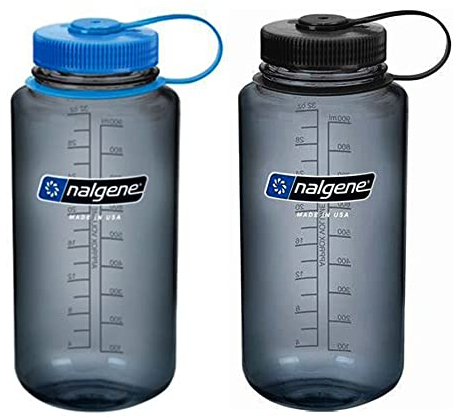 Sustain Lot de 2 bouteilles d'eau en Tritan sans BPA, Gourde, 950 ml, large goulot (bleu/gris) – 950 ml – 1 l