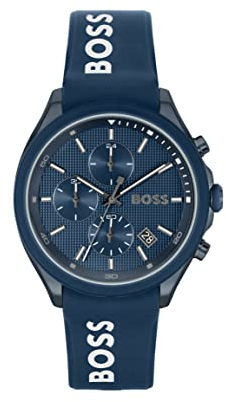BOSS Chronograph Quarz Uhr für Herren mit Blaues Silikonarmband - 1514061