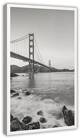 Golden Gate Bridge Schwarz und Weiß Wandkunst Leinwand Poster Schlafzimmer Dekor Sport Landschaft Büro Zimmer Dekor Geschenkrahmen Stil 60 x 90 cm