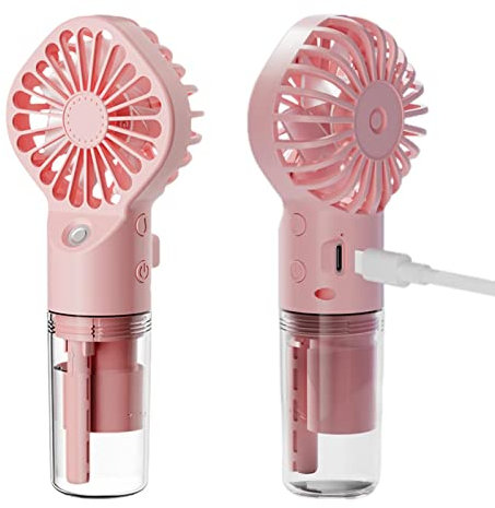 Pomurom Ventilatore con Ventola nebulizzata a spruzzo d'Acqua | Ventilatore Portatile a Batteria con nebulizzatore | Umidificatore Spray per ventilatori a circolazione d'Aria con 4 velocità