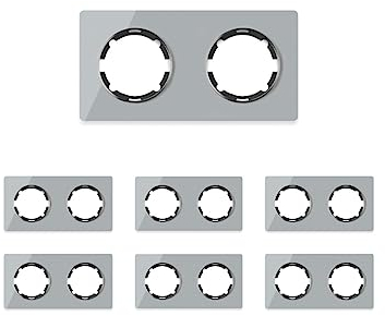 OneKeyElectro Set: 7х Garda Glas- Abdeckrahmen Set, Abdeckrahmen (2fach, waagerecht) für Lichtschalter oder Steckdose, Unterputz, matt- antifingerprint - grau