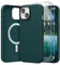 SURPHY Faux Leather Case for iPhone 15 Plus Case with Screen Protector, Premium PU Leather Compatible with MagSafe [Metallic Buttons & Microfiber Lining] Cover for iPhone 15 Plus 6.7 inch, Green