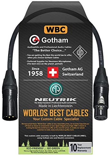 WORLDS BEST CABLES – Gotham GAC-4/1 – Star Quad Mic Cable – 30 CM with Neutrik Gold XLR Plugs