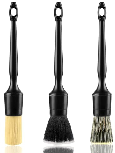 TIESOME Auto Detail Pinsel Set, 3 Stück, weiches Mischhaar, Auto Detail Pinsel Set Keine Kratzer Detail Pinsel Staubentfernungsbürsten Werkzeug universelle Auto Innenbürste für Armaturenbrett Sitz