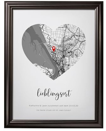 Wo alles begann Bild, Personalisiertes Poster mit Rahmen, Deko Herz Stadtkarte, Bild mit Rahmen, Stadtplan Wandbild, Personalisierte Bilder, Einzugsgeschenke, Partnergeschenk, Einweihungsgeschenk