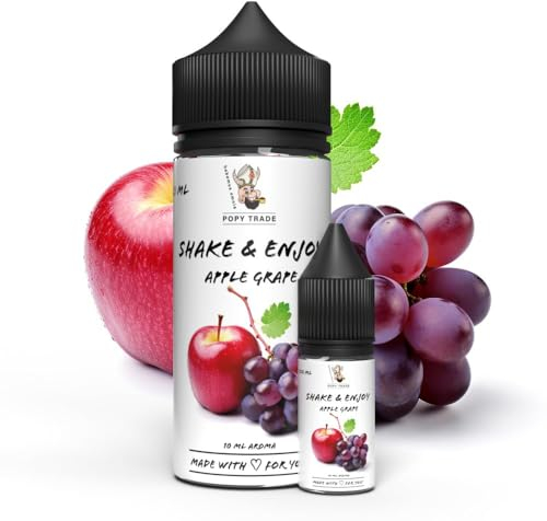 POPY TRADE - Shake & Enjoy - Apple & Grape - Overdosed Aroma 10ml in 120ml Chubby Gorilla Flasche, einfaches mischen. Für Vernebler, Nebelmaschinen, Diffusor, Lebensmittel, Getränke uvm.