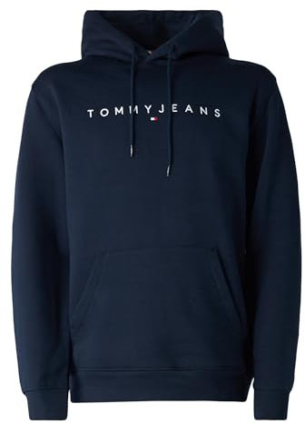Tommy Jeans Sudadera Hombre Linear Logo con Capucha, Azul (Dark Night Navy), XL