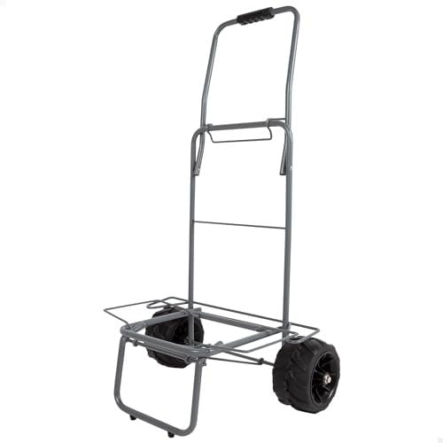 AKTIVE Carro para Playa, 49 x 40 x 100 cm, Ruedas Todoterreno Ø17, Estructura Acero, Manillar ergonómico, Cordón elástico de Agarre, Peso máximo soportado 80 kg, Carrito Transporte Plegable (62377)
